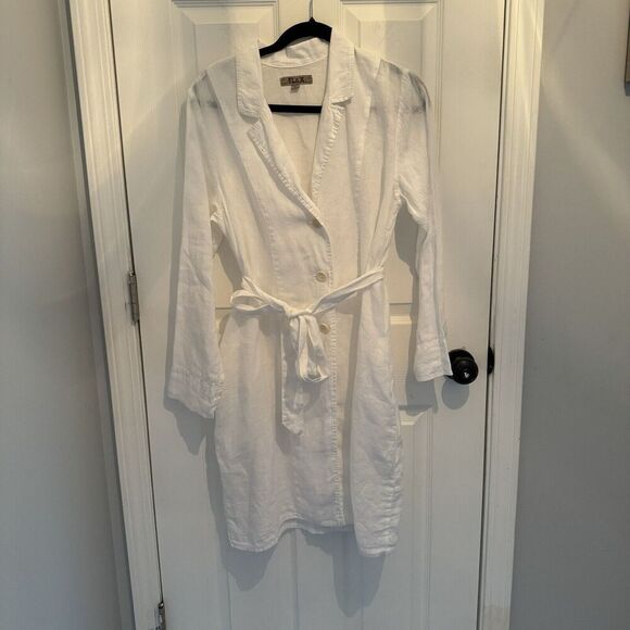 FLAX LINEN Designs Favorite Jacket Dress P &  S-M WHITE - Picture 1 of 10